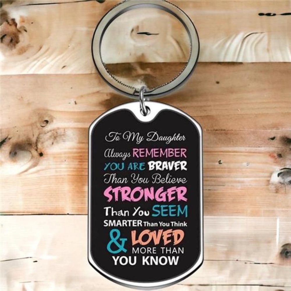 To My Daughter Dog Tag Keychain  |  Motivational Gifts | Daughter Gifts